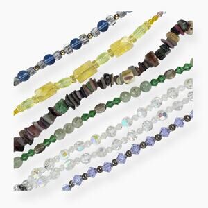 Fashion Tennis Bracelets Lot 6 Colorful Beads Natural Stone Chips Clasp Toggle